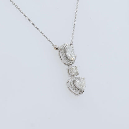 Oval Heart Drop Pendant Necklace