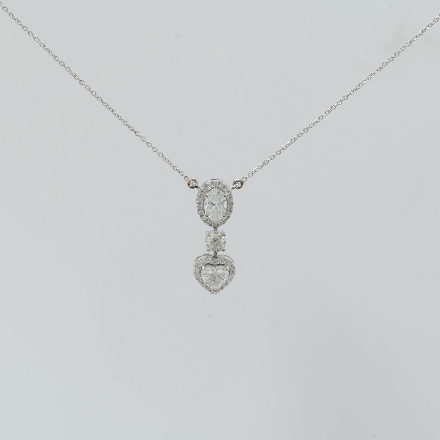 Oval Heart Drop Pendant Necklace