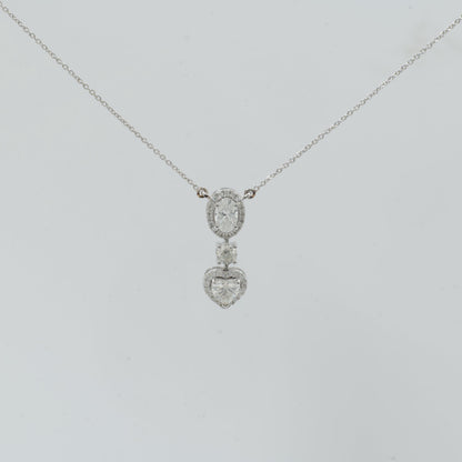 Oval Heart Drop Pendant Necklace