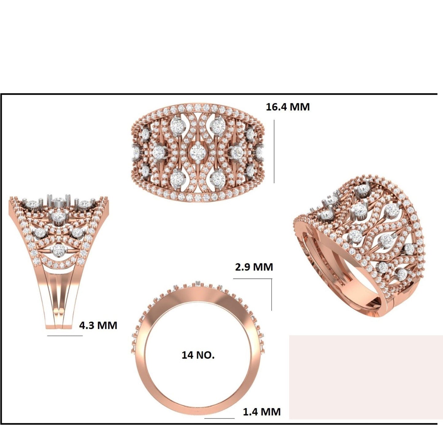 Lattice Diamond Band Ring