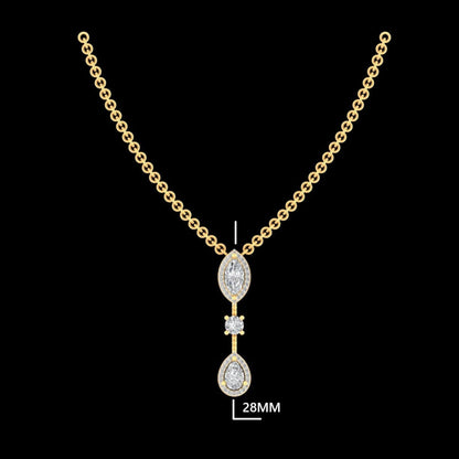 Three Stone Halo Diamond Necklace
