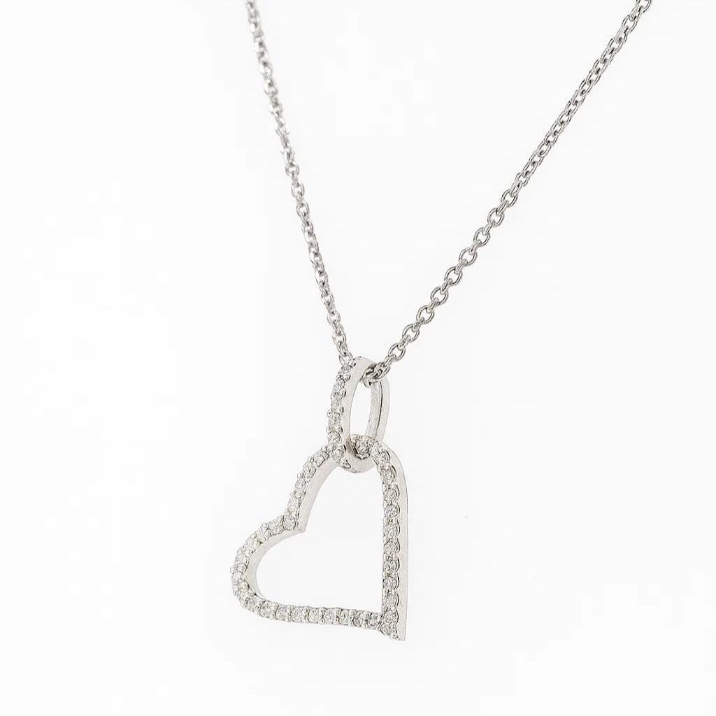 Open Heart Natural Diamond Minimalistic Pendant