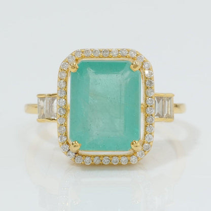 Emerald Cut Halo Diamond Ring