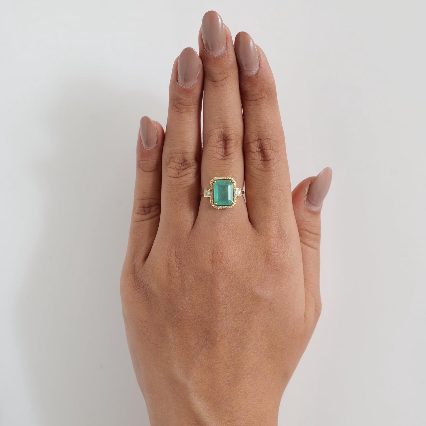 Emerald Cut Halo Diamond Ring