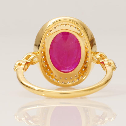 Oval Ruby Double Halo Diamond Ring