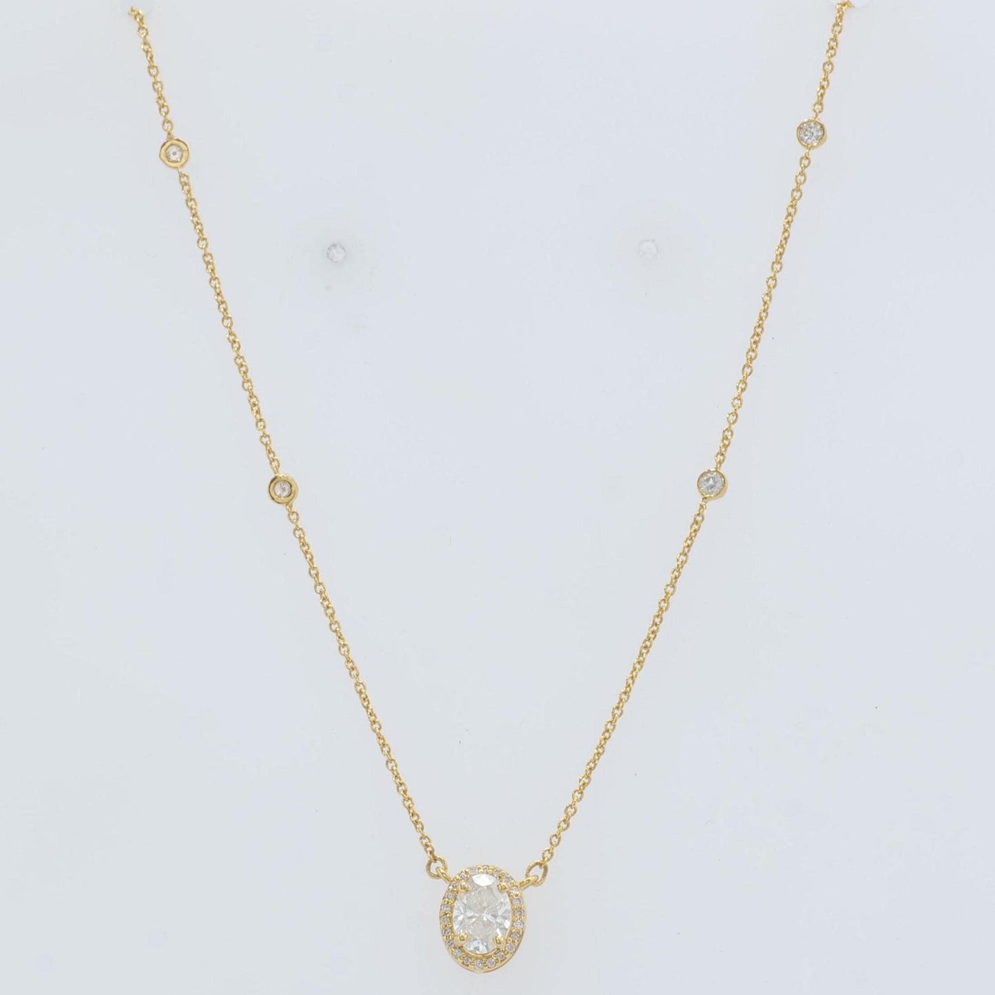 Oval Halo Diamond Necklace