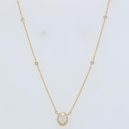 Oval Halo Diamond Necklace