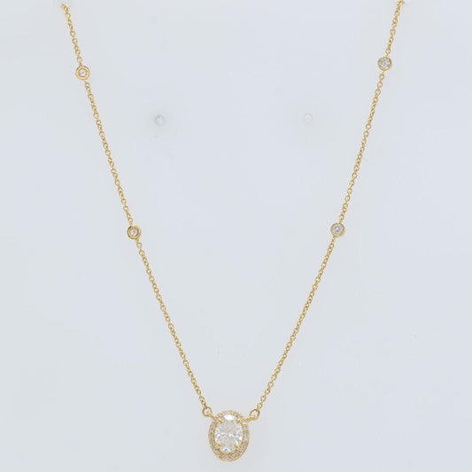 Oval Halo Diamond Necklace