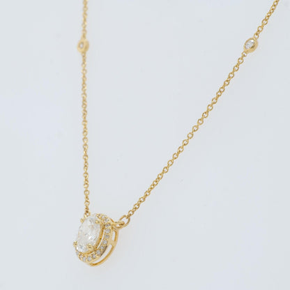 Oval Halo Diamond Necklace