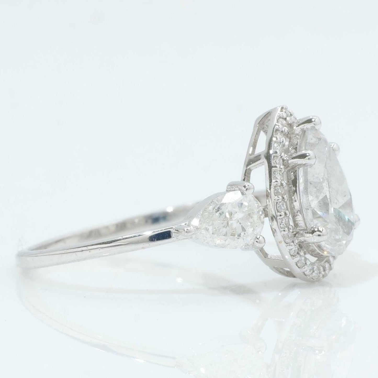 Pear Solitaire Halo Diamond Ring