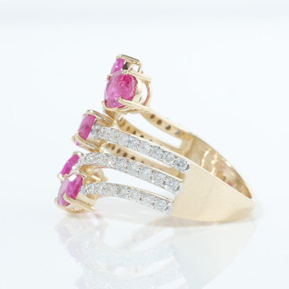 Five Stone Natural Pink Sapphire & Diamond Multi Band Ring