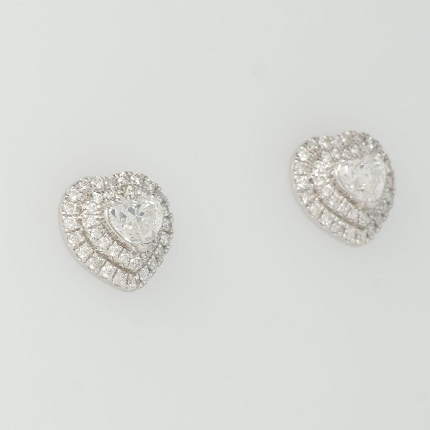 Heart Diamond Halo Stud Earrings