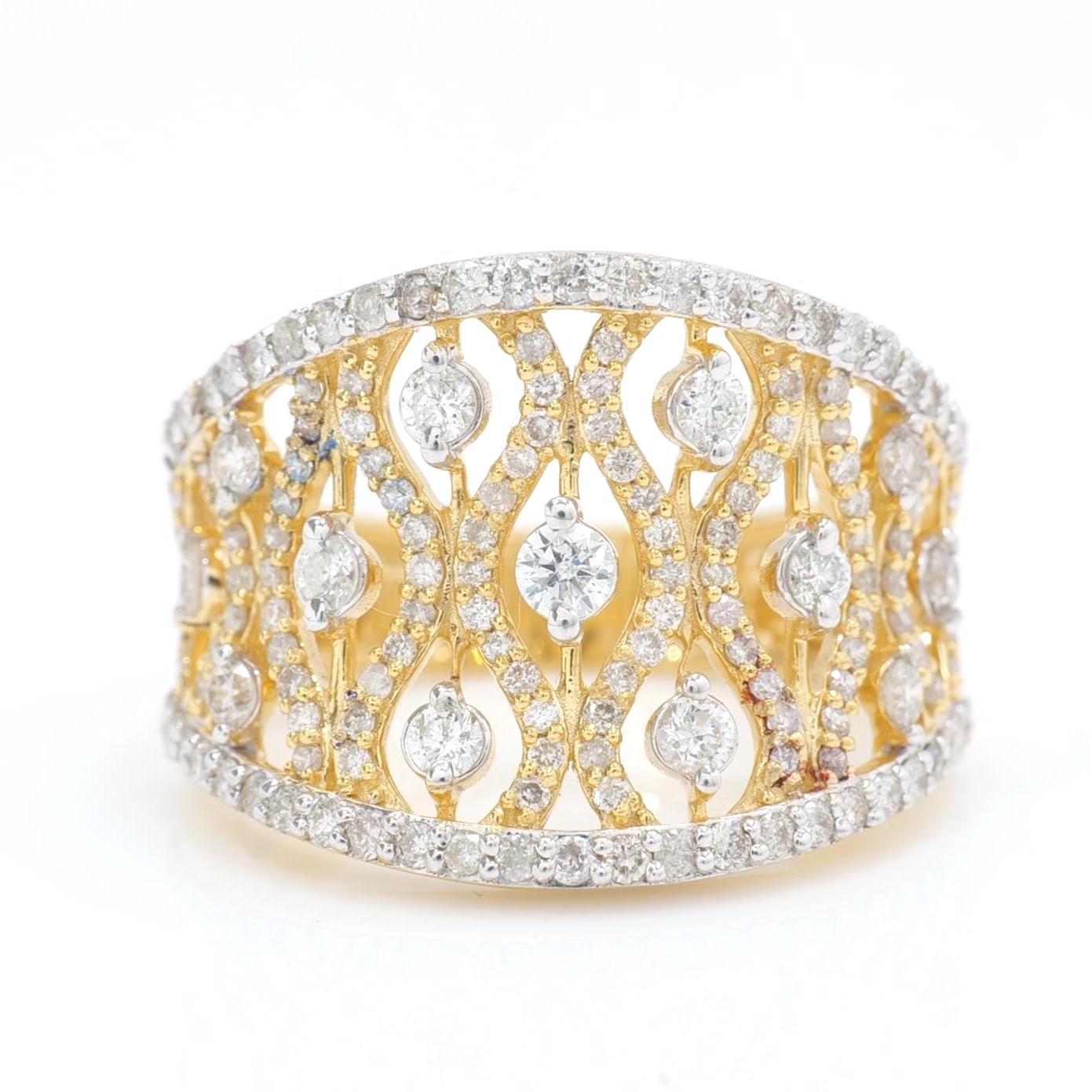 Lattice Diamond Band Ring
