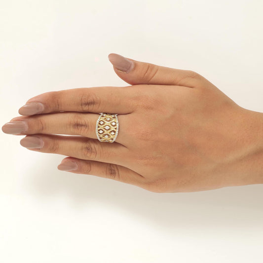 Lattice Diamond Band Ring