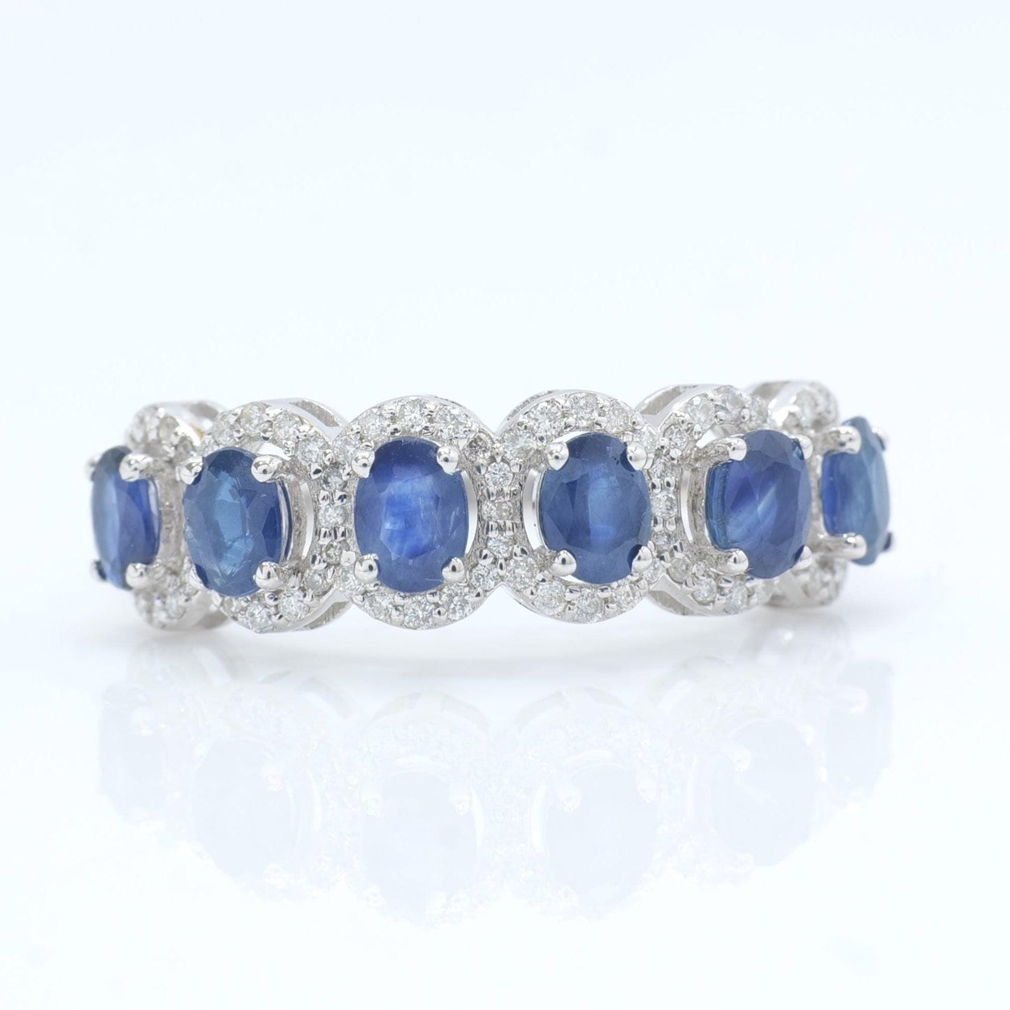 Blue Sapphire Diamond Eternity Band Ring