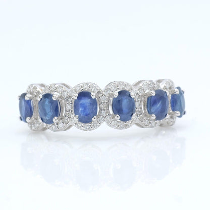 Blue Sapphire Diamond Eternity Band Ring