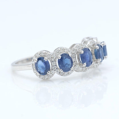 Blue Sapphire Diamond Eternity Band Ring
