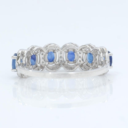 Blue Sapphire Diamond Eternity Band Ring