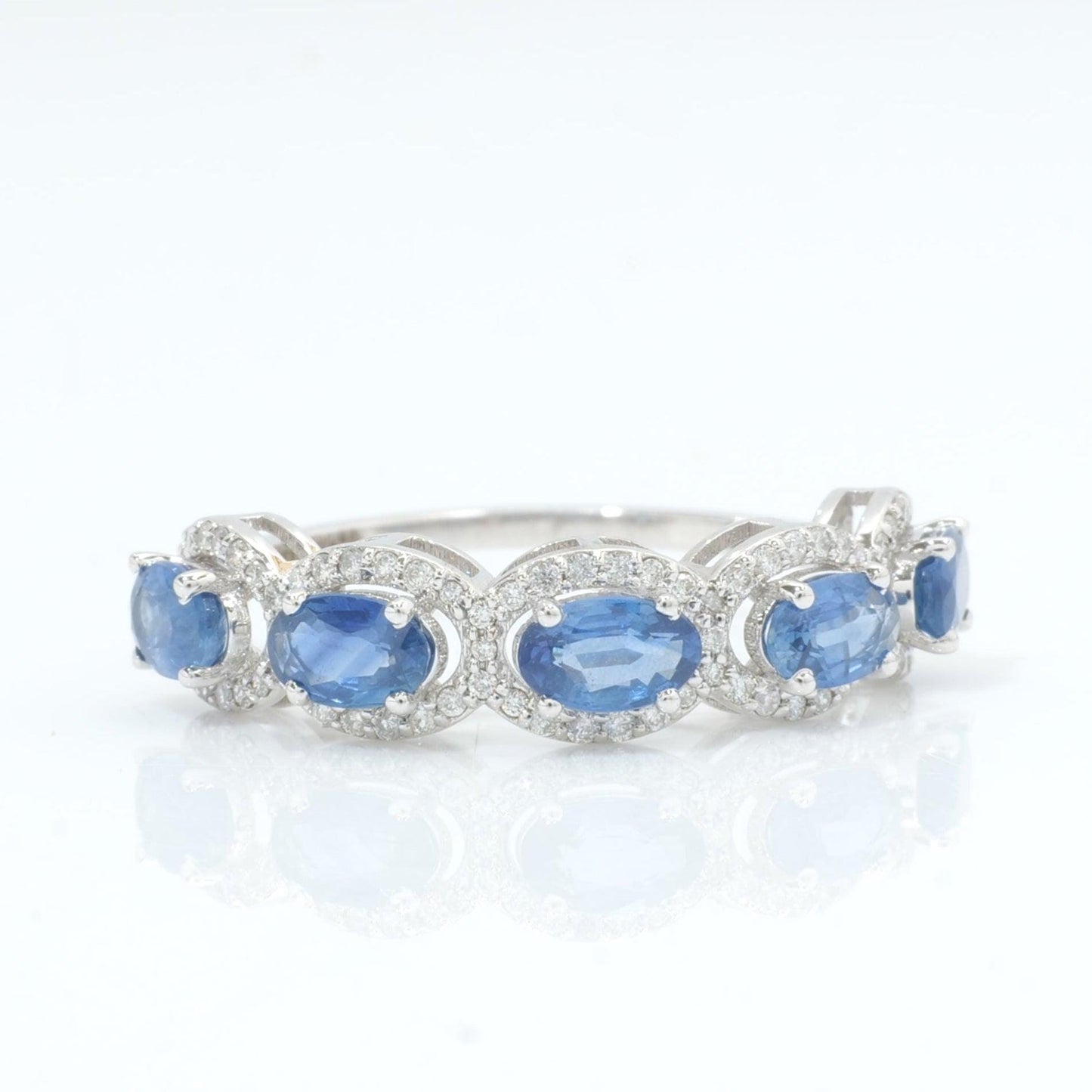 Oval Sapphire Diamond Eternity Band Ring