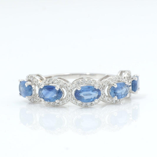 Oval Sapphire Diamond Eternity Band Ring