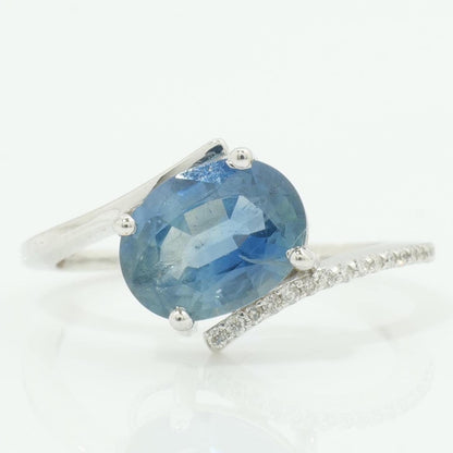 Blue Sapphire Oval Natural Diamond Ring