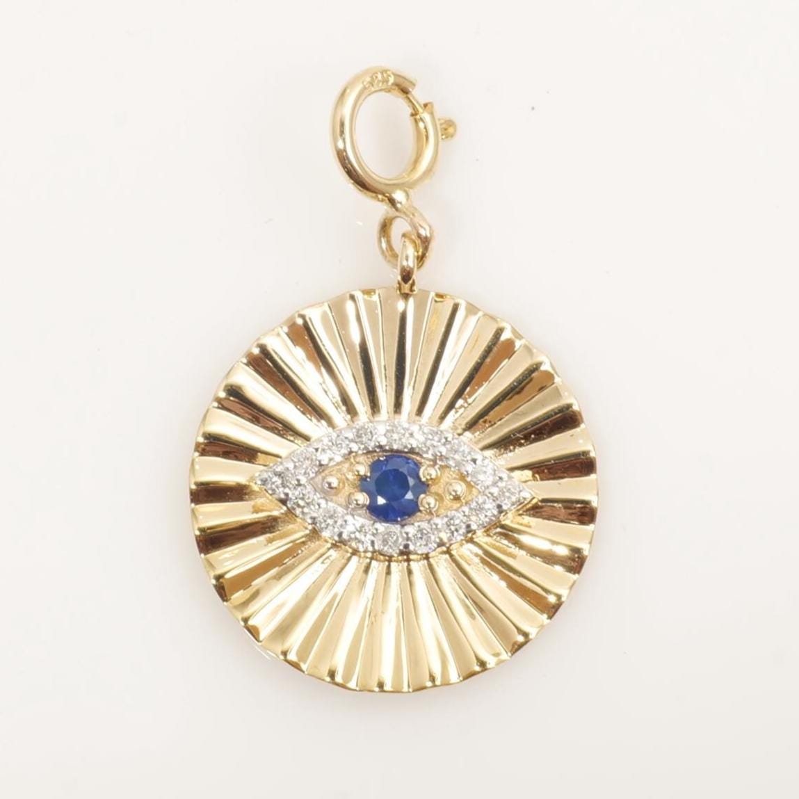 Evil Eye Medallion Diamond Charm Pendant