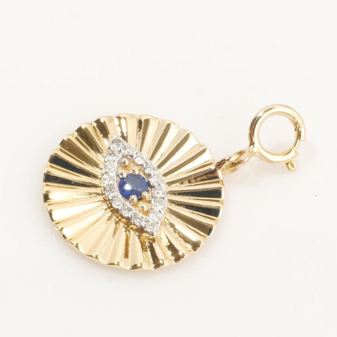 Evil Eye Medallion Diamond Charm Pendant