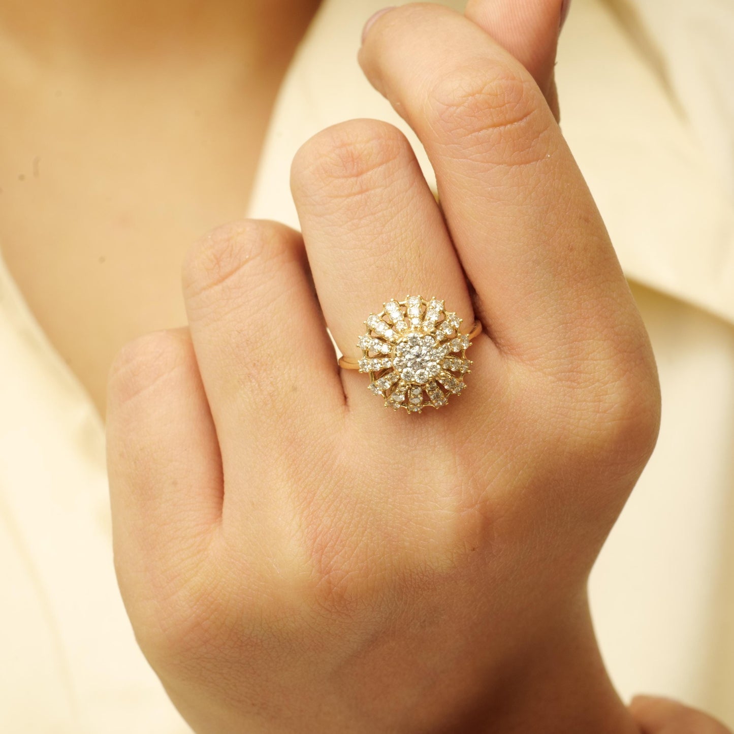 Floral Diamond Cluster Ring