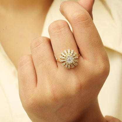 Floral Diamond Cluster Ring