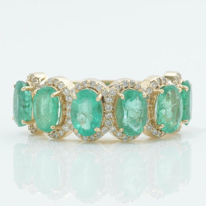 Oval Emerald Halo Diamond Ring