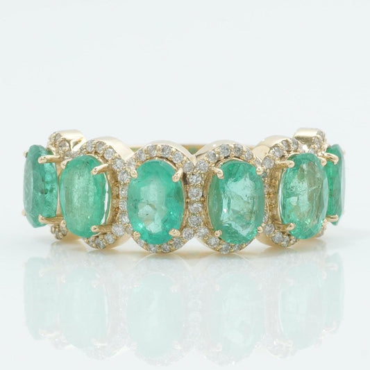 Oval Emerald Halo Diamond Ring