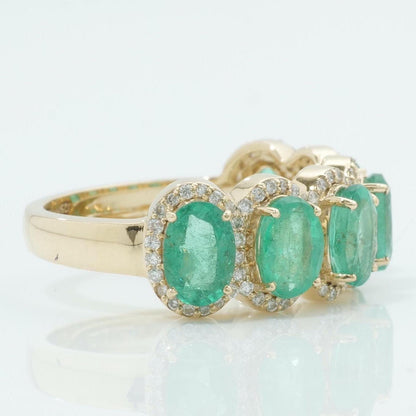 Oval Emerald Halo Diamond Ring