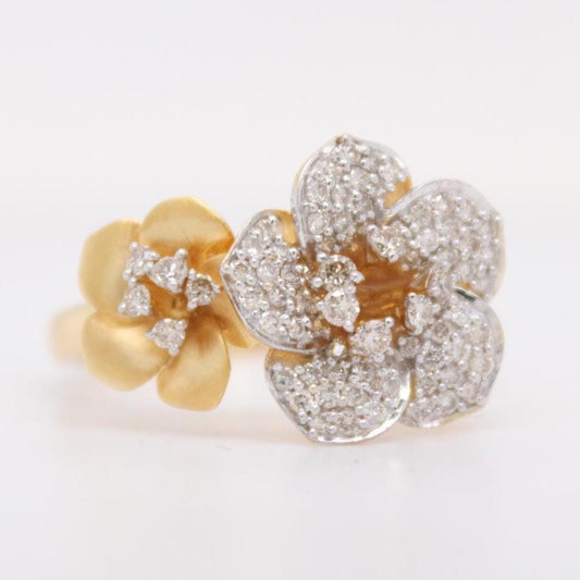 Double Flower Natural Diamond Ring