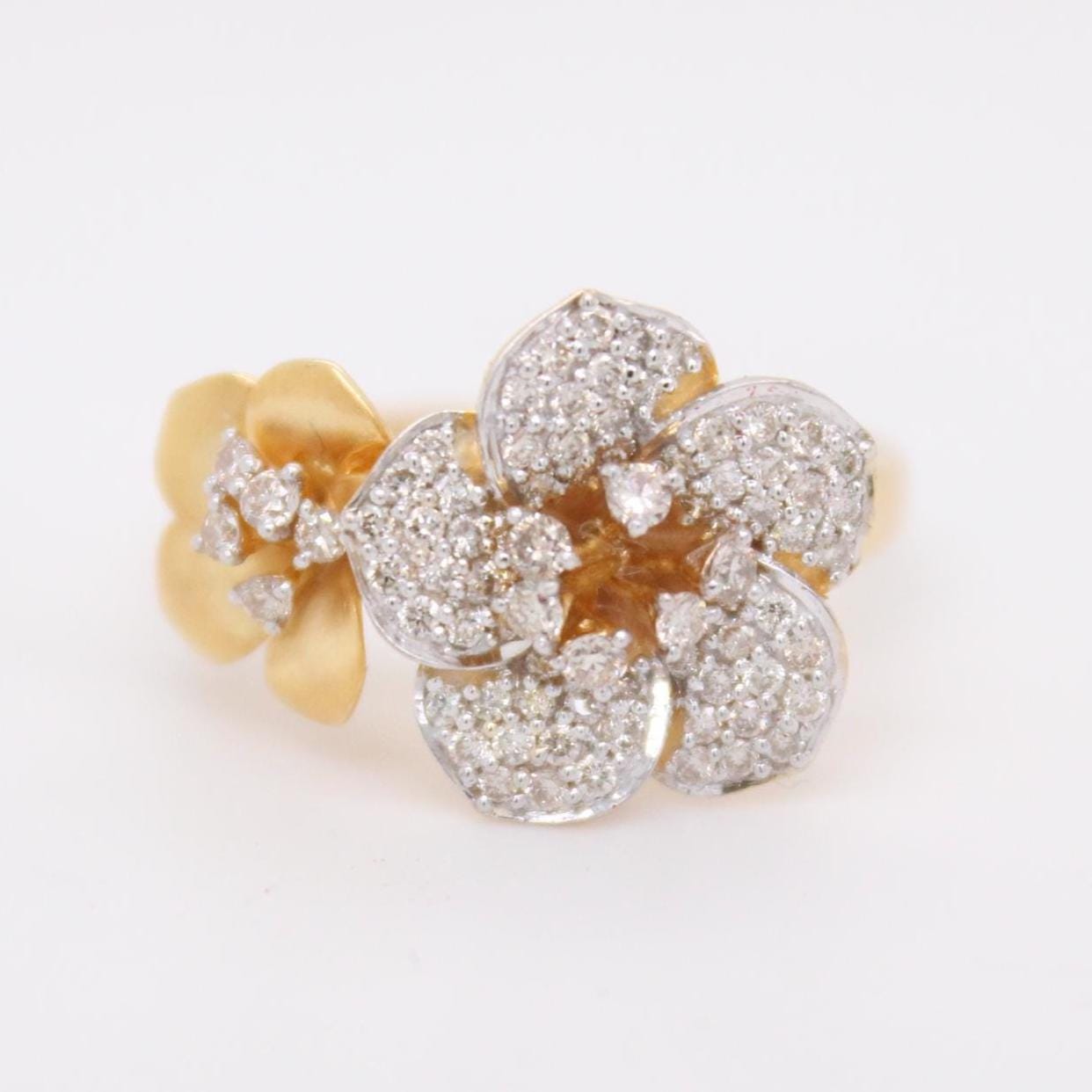 Double Flower Natural Diamond Ring