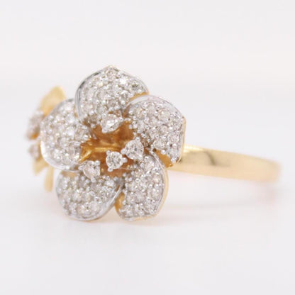 Double Flower Natural Diamond Ring