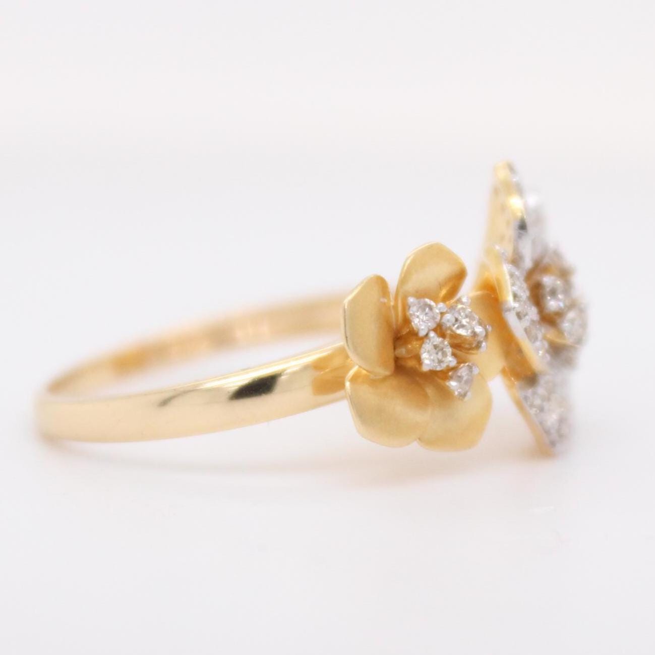 Double Flower Natural Diamond Ring