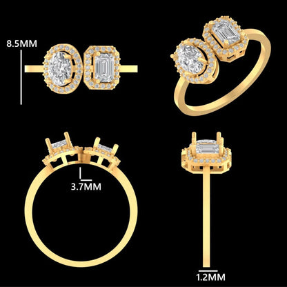 Twin Solitaire Halo Diamond Ring