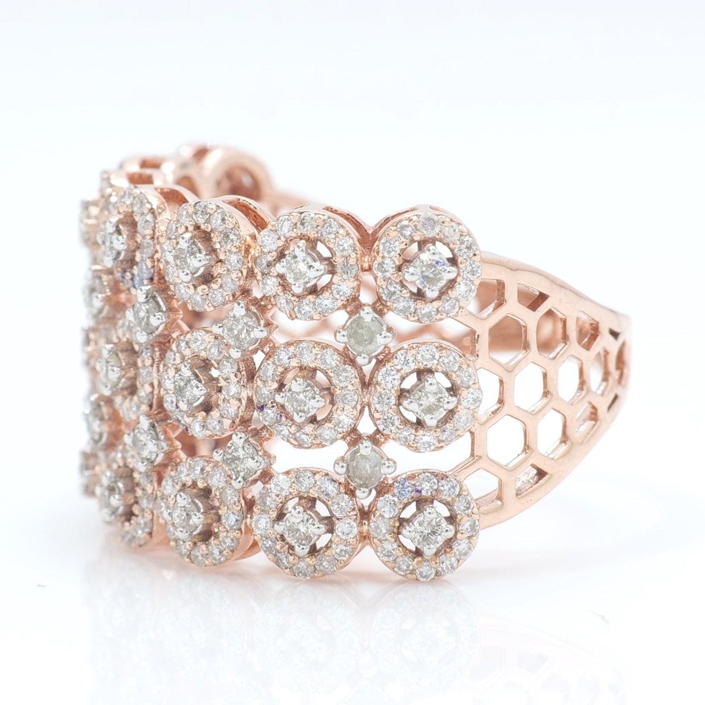 Three Row Wide Diamond Band Ring