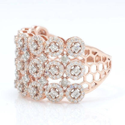 Three Row Wide Diamond Band Ring