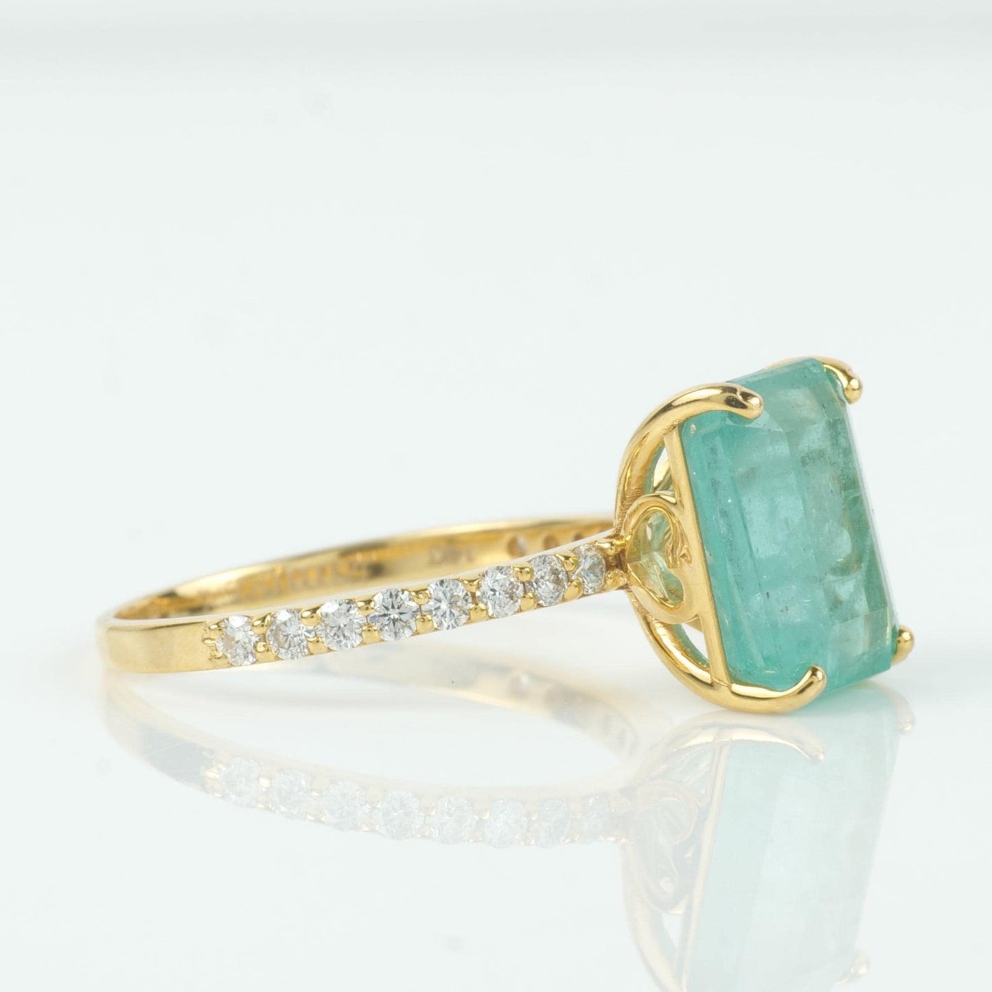 Emerald Cut Green Diamond Ring
