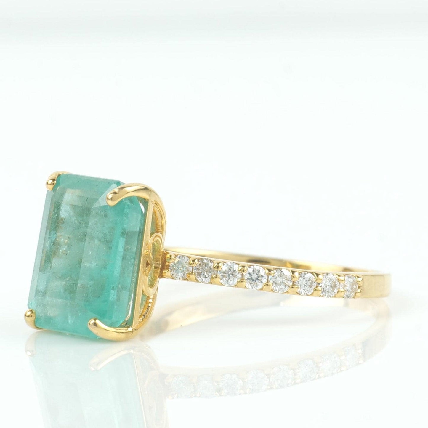 Emerald Cut Green Diamond Ring