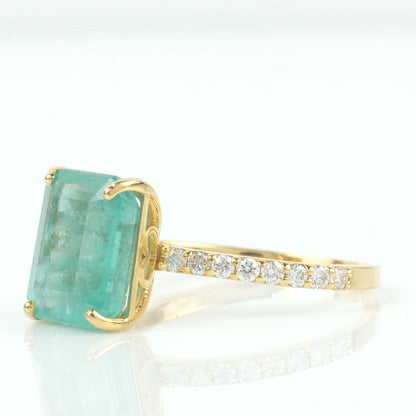 Emerald Cut Green Diamond Ring