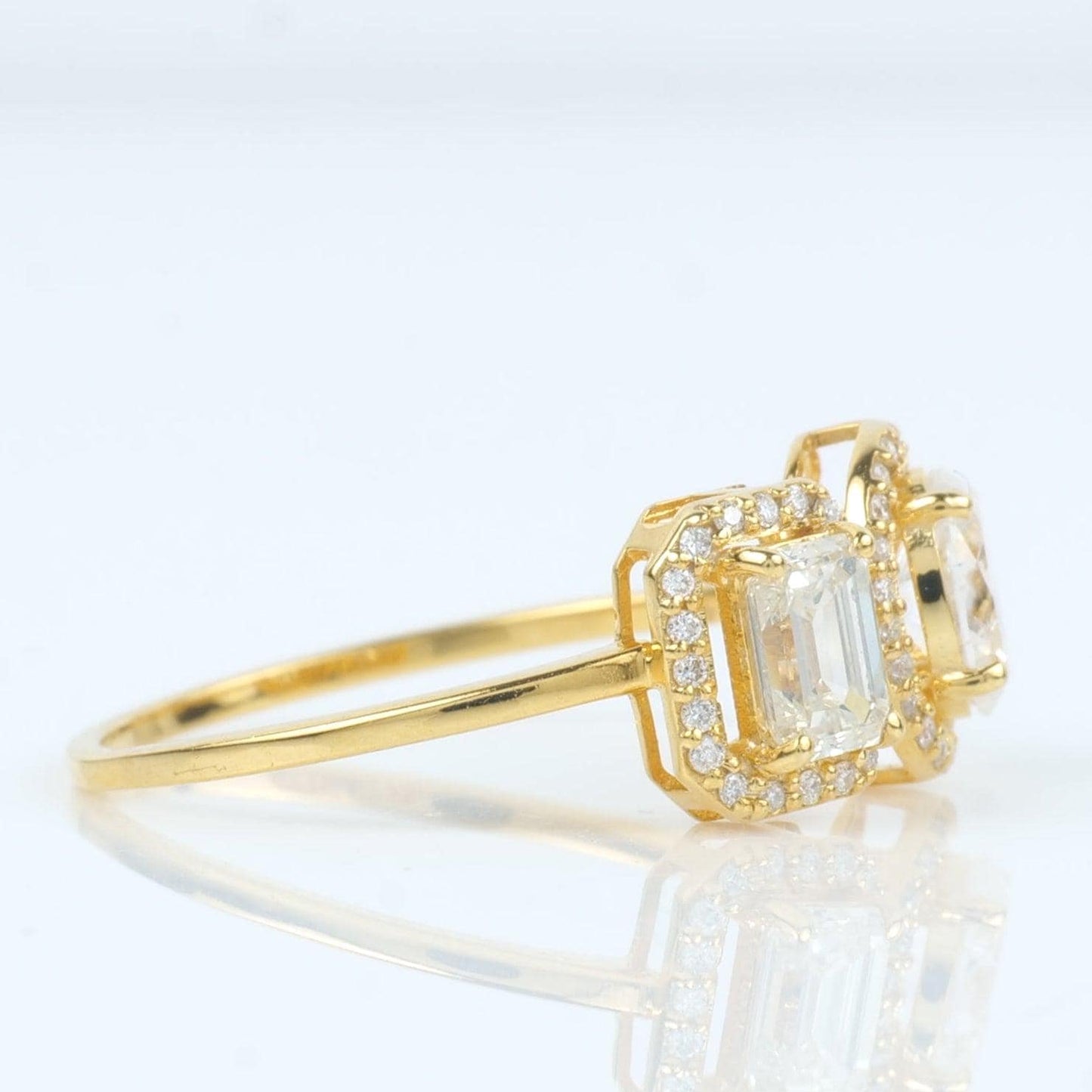 Twin Solitaire Halo Diamond Ring