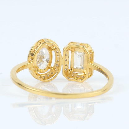 Twin Solitaire Halo Diamond Ring