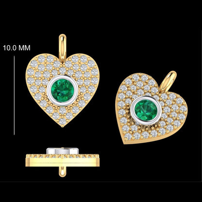Emerald Heart Diamond Charm