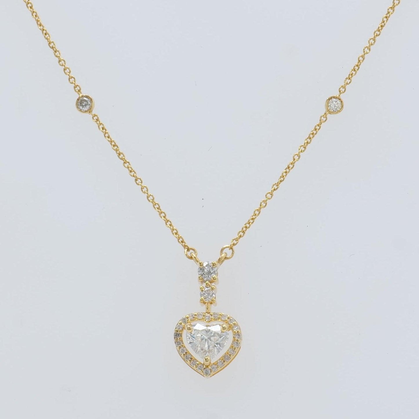 Heart Halo Diamond Pendant Necklace