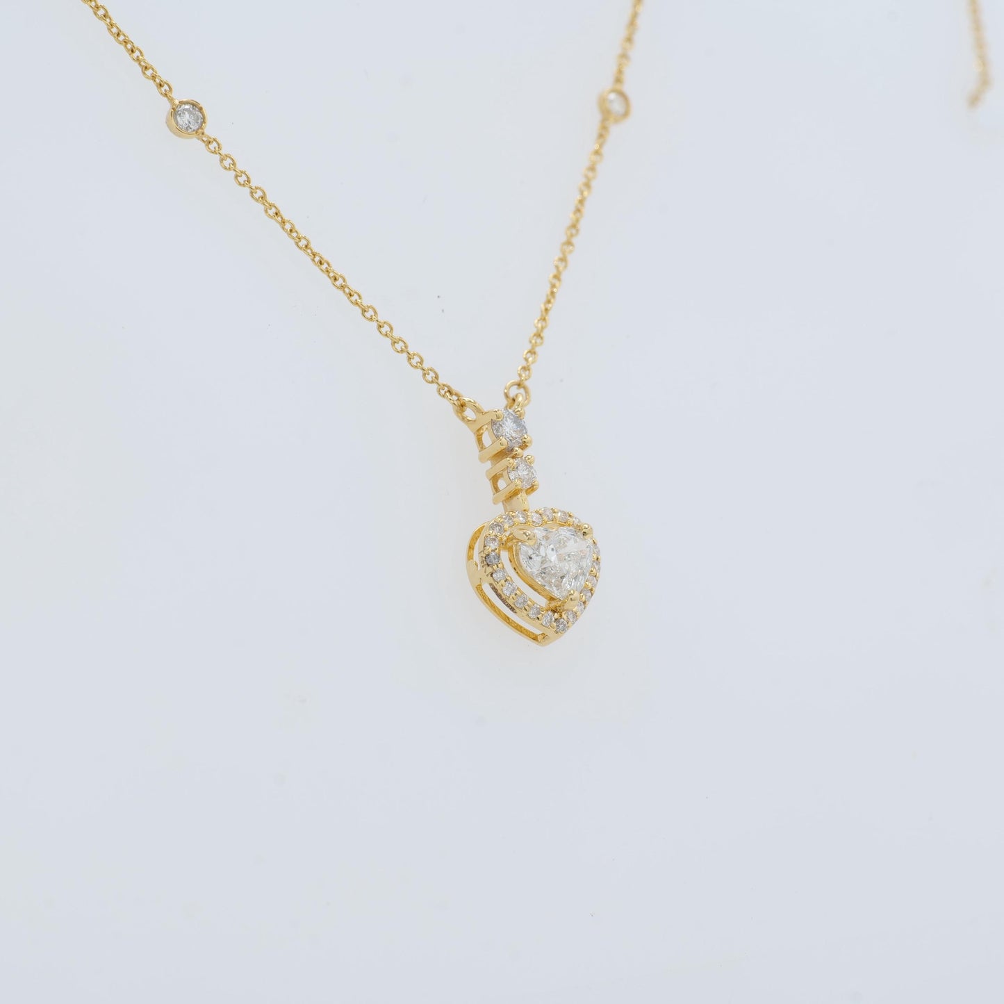 Heart Halo Diamond Pendant Necklace