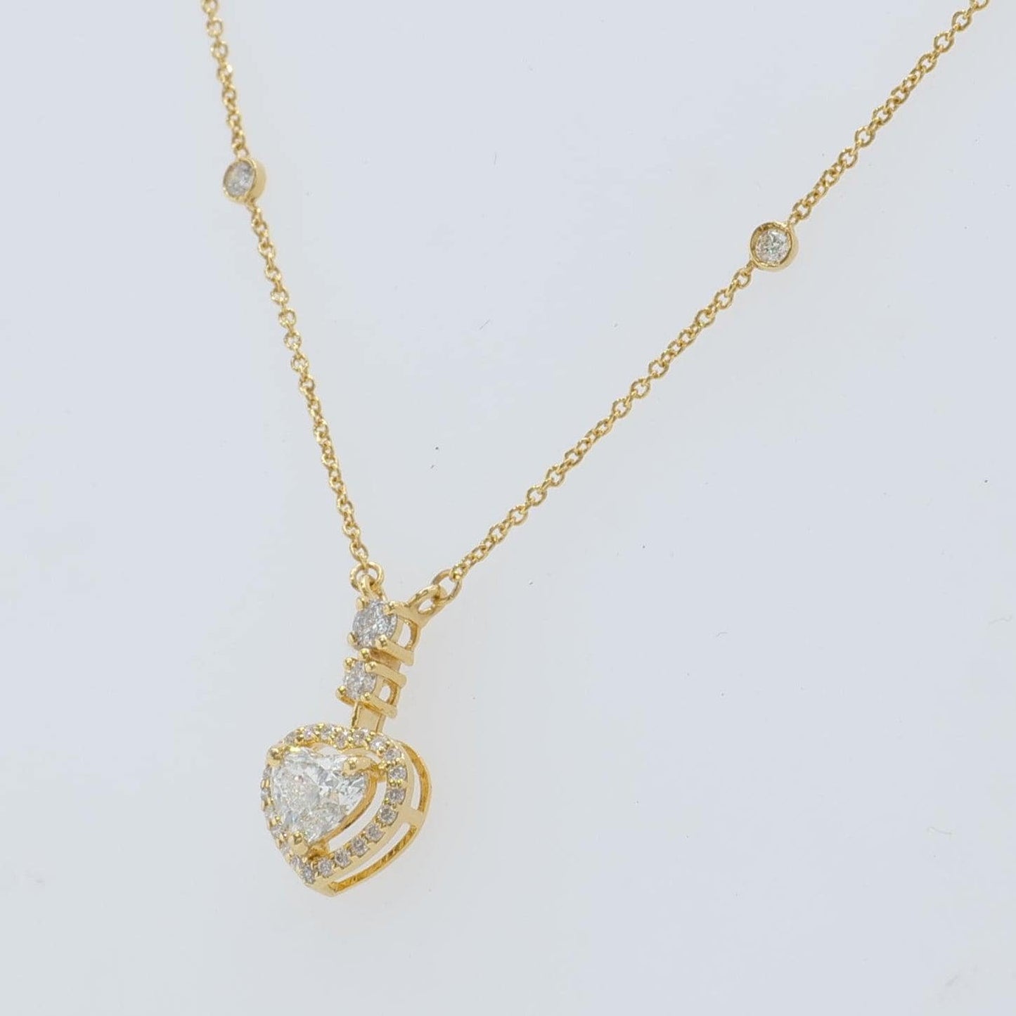 Heart Halo Diamond Pendant Necklace