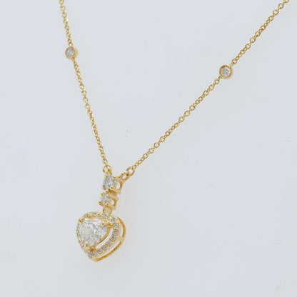 Heart Halo Diamond Pendant Necklace
