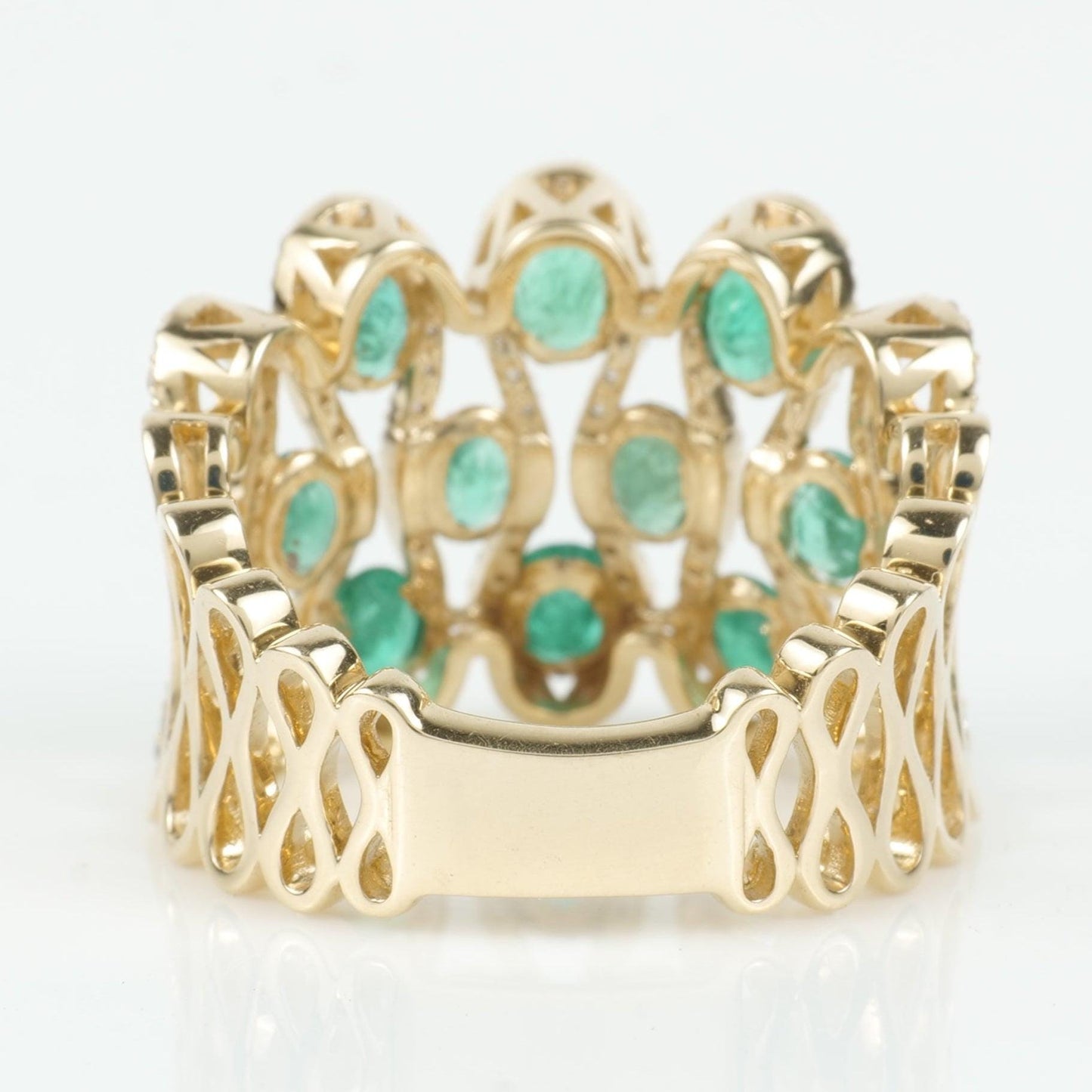 Emerald Wide Band Diamond Ring